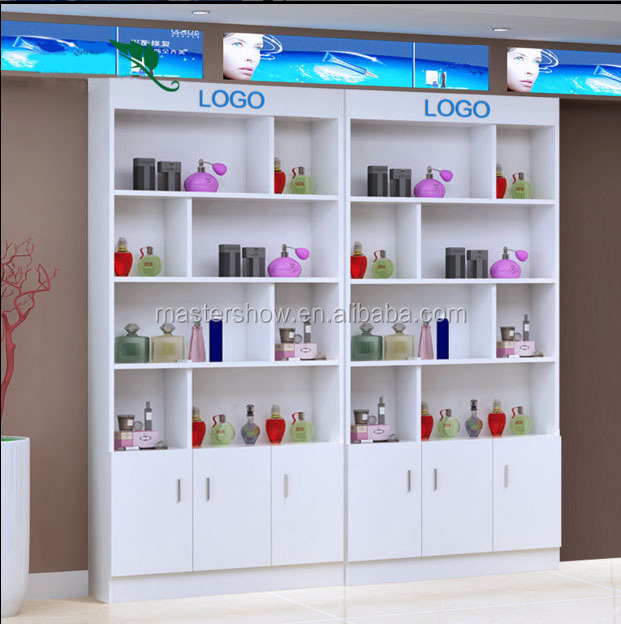 Cosmetic display cabinet/beauty cosmetics shop fitting/wood cosmetic display shelf