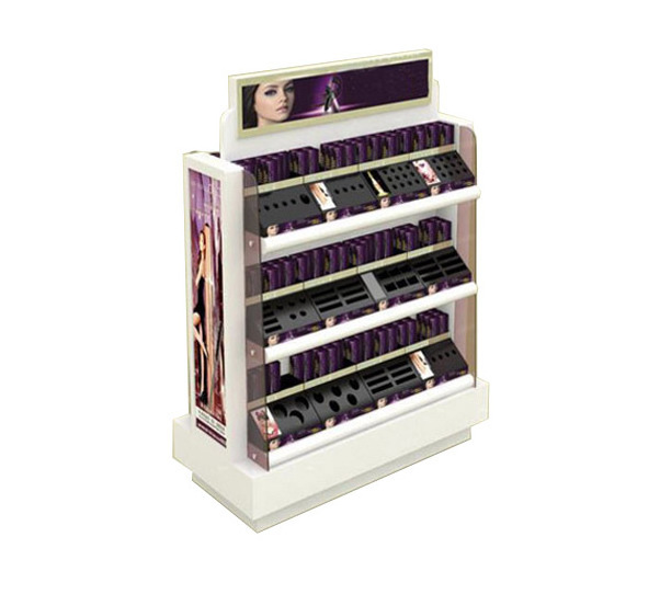 custom design commercial floor standing makeup display cases exhibition vitrine showcase