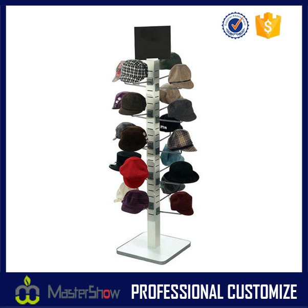 Floor standing metal hat display shelf floor display stand cap rack