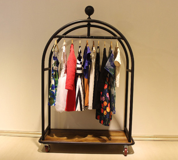 Portable ladies clothes Metal Gold Hanging Clothing Sample Display Rack