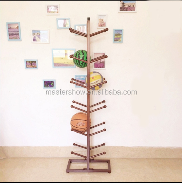 Free Design Metal Flooring Sports Store Soccer Ball Football And Basketball Display Stand