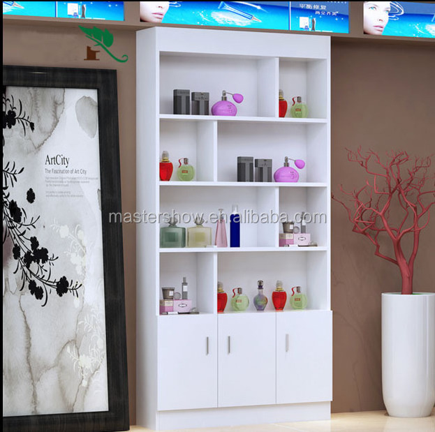 Cosmetic display cabinet/beauty cosmetics shop fitting/wood cosmetic display shelf