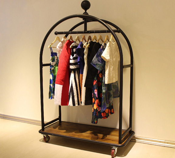 Portable ladies clothes Metal Gold Hanging Clothing Sample Display Rack