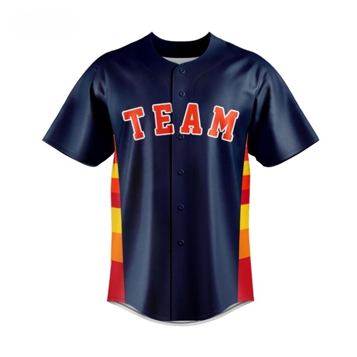 Mens Shirts 100% Polyester Sublimation Baseball Jersey Wholesale Digital Printing Allover Printed Polyester Breathable