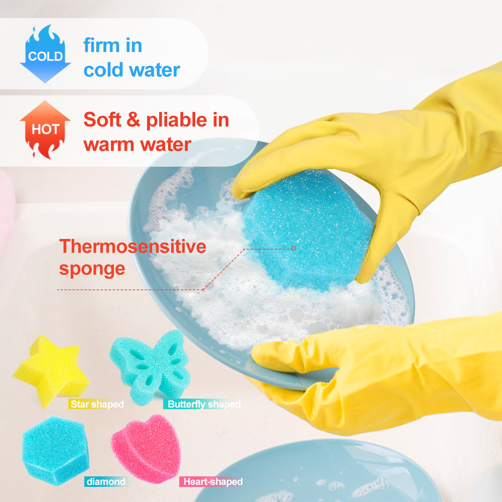 Soft In Warm Water Firm In Cold Kitchen Cleaning Dishwashing Sponge Cellulose Scrub Reusable Washable Sponge for Dish Cleaning