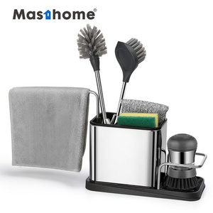 Masthome kitchen metal sink caddy kitchen organizer with sponge holder