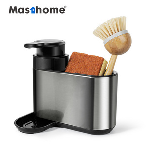 Masthome Stainless Steel Kitchen Sink Organizer Sink Caddy Kitchen Soap Dispenser Caddy