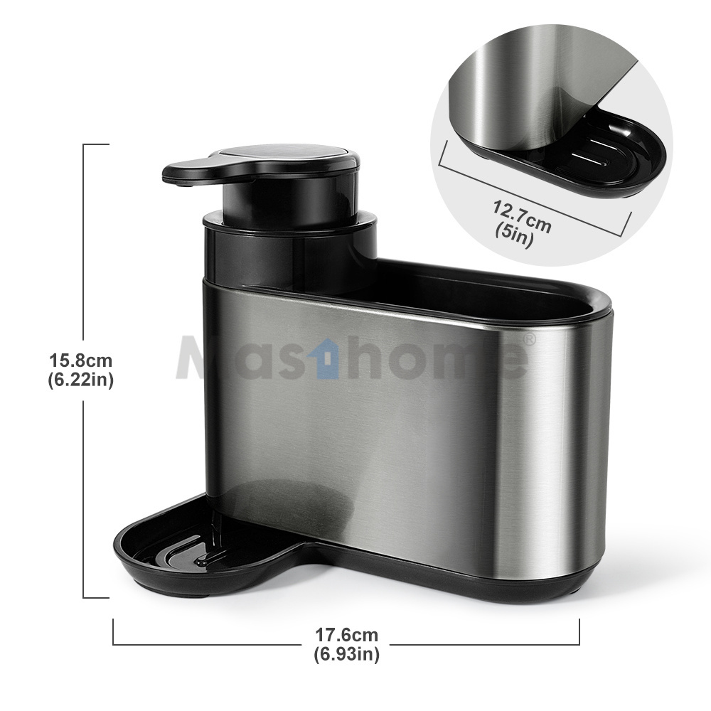 Masthome Stainless Steel Kitchen Sink Organizer Sink Caddy Kitchen Soap Dispenser Caddy