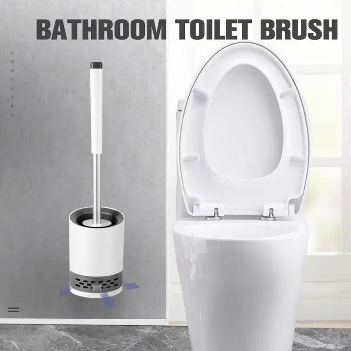 Masthome Hygienic TPR PP Diatom Mud Toilet Brush WC Bathroom Wall Hanging Stainless Steel Silicon Toilet Brush with Holder