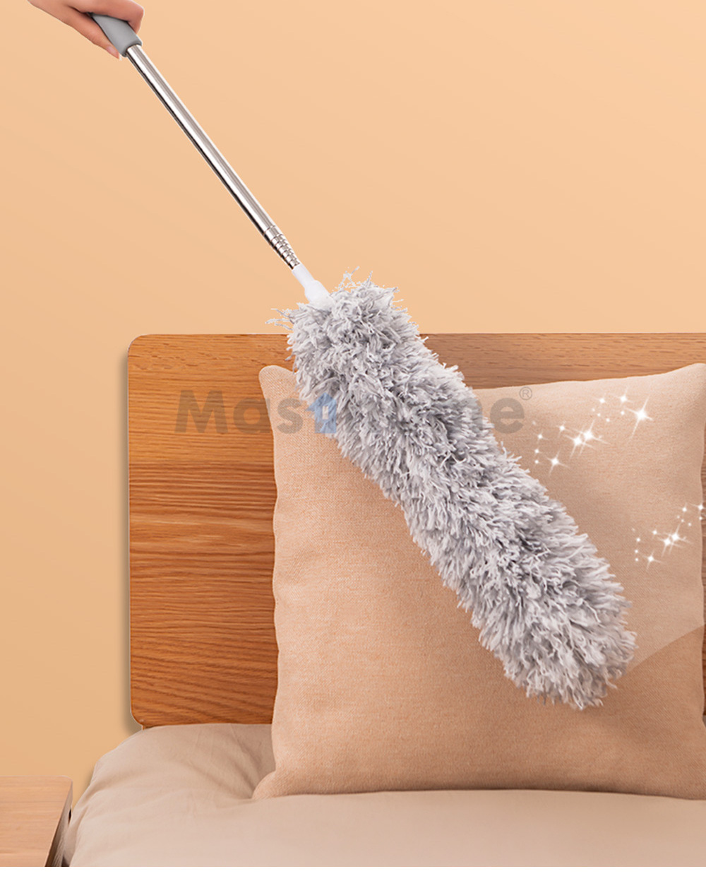 Masthome Telescopic Broom Duster Handle Detachable Flexible Feather Microfiber Cleaning Fan Duster