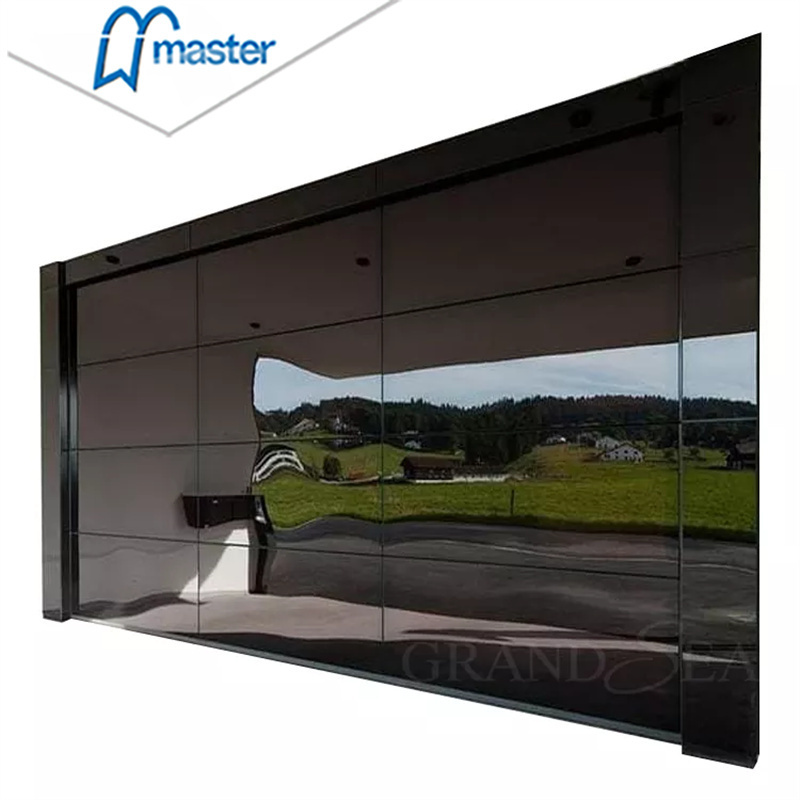 Low Price Automatic Overhead Aluminum Sectional Frameless Mirror Black Tempered Glass Garage Doors With Motor