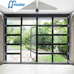 Chinese Master Well Cheap Price  Overhead Electric Open Aluminum Frame Tempered Clean Glass Garage Door