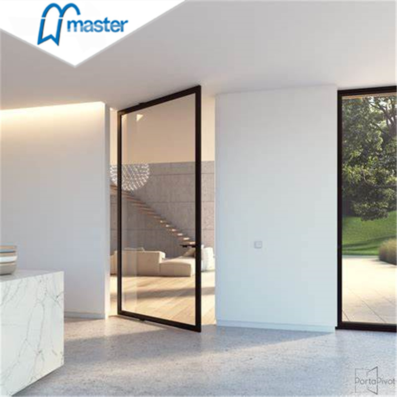 Modern Home Main Entrance Security Entry Front Doors Aluminum Patio Bi Folding Metallic Aluminum Glass Pivot Door