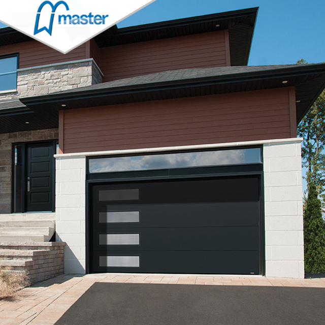 Master Well  Hot Sale Automatic Contemporary Residential Aluminum Tempered Plexiglass Overhead Garage Doors For Homes