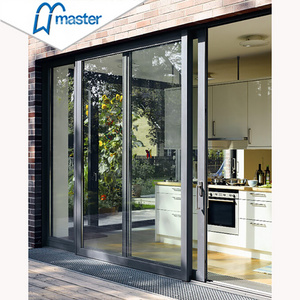 High Quality Interior Double Tempered Glass Garage Door Hidden Cavity Pocket 3 Panels Aluminum Patio Glass Sliding Door