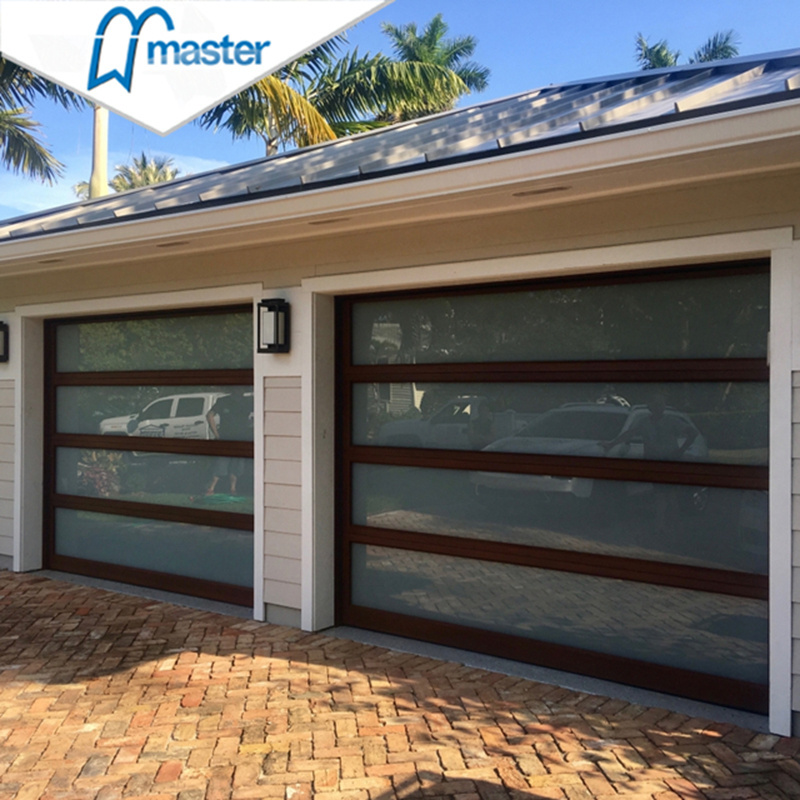 Master Well Modern Aluminum Alloy Tempered Glass Panel Full View Garage Door Price Plexiglass Overhead Glass Garage Door