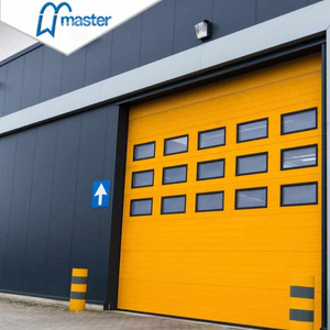 Logistics Use Vertical Bifold Garage Doors With Side Opening Pedestrian Date