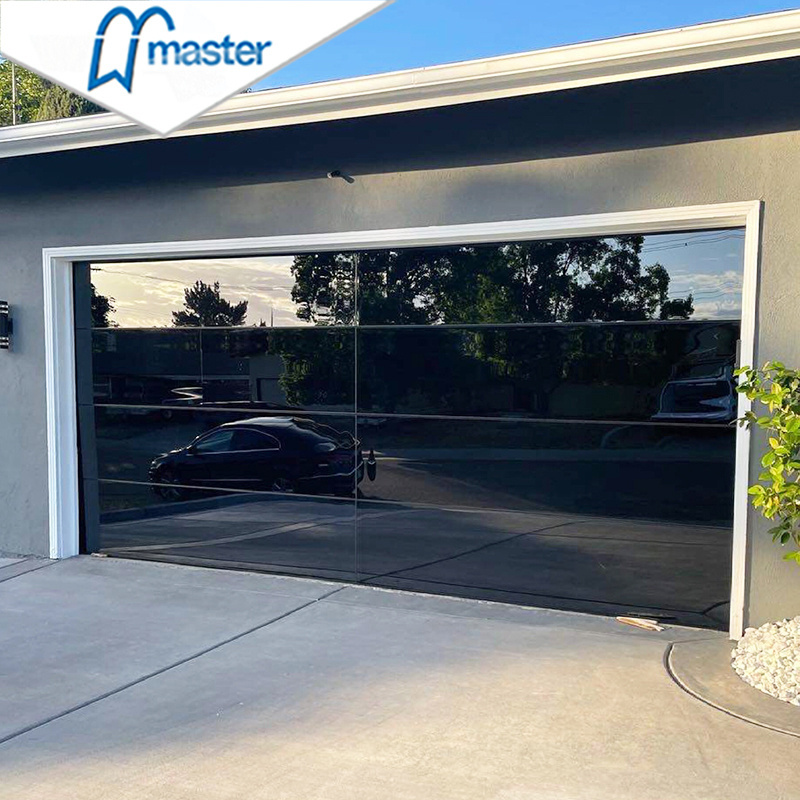 Master Well New Design Modern aluminum tempered full view glass garage door price mirror plexiglass panel garage doors