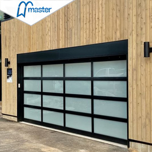 Master Well Modern Aluminum Alloy Tempered Glass Panel Full View Garage Door Price Plexiglass Overhead Glass Garage Door