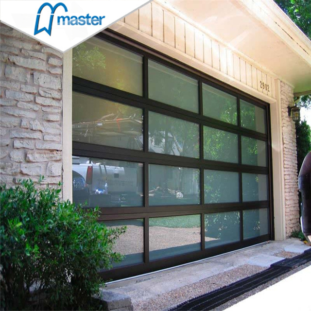 9x7  16x7 Chinese top manufacturer sectional overhead automatic frosted tempered aluminum full view plexiglass glass garage door