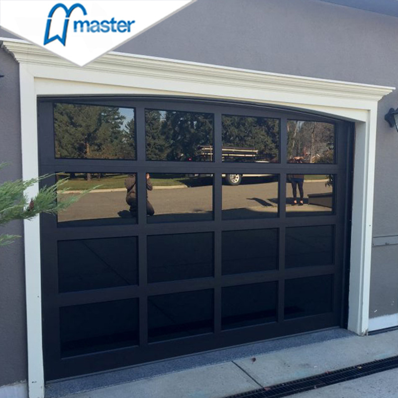 Master Well New Design Modern aluminum tempered full view glass garage door price mirror plexiglass panel garage doors