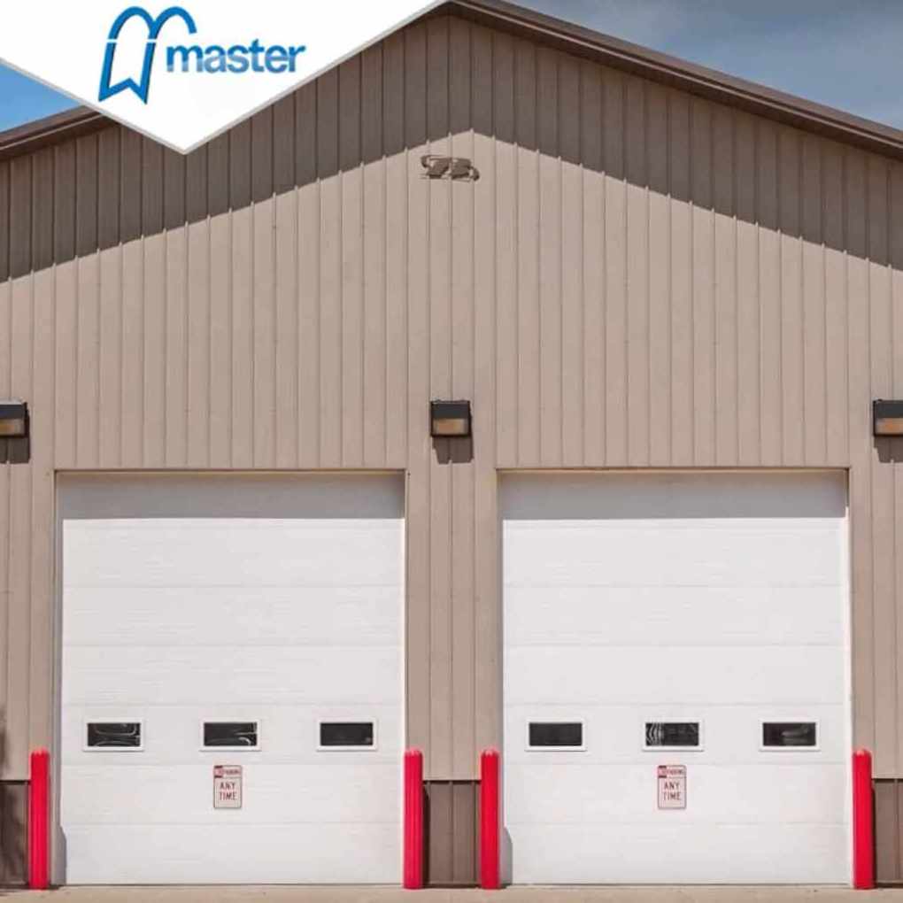 Logistics Use Vertical Bifold Garage Doors With Side Opening Pedestrian Date