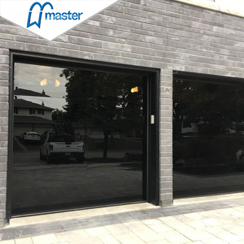 Master Well New Design Modern aluminum tempered full view glass garage door price mirror plexiglass panel garage doors