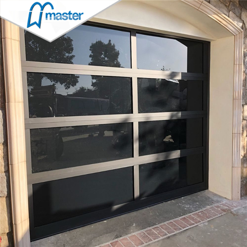 Master Well Modern Aluminum Alloy Tempered Glass Panel Full View Garage Door Price Plexiglass Overhead Glass Garage Door