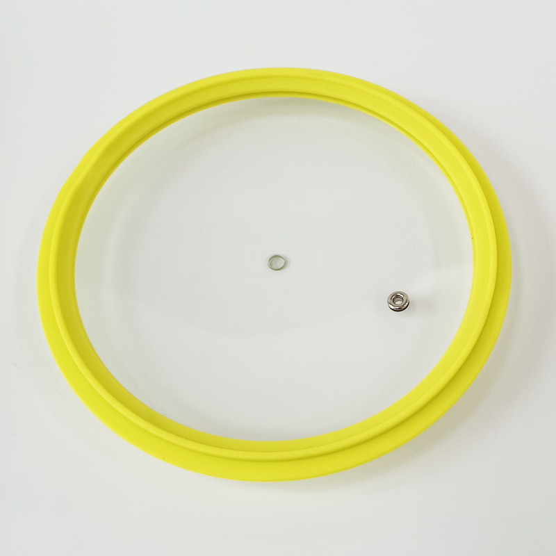 Factory Direct Wholesale Customized Cookware Parts Light Green Silicone Rim Glass Lid Tempered Glass Cover for Pots Pans