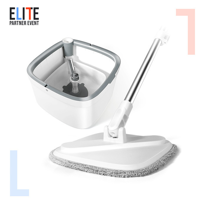 Masthome Stainless Steel Floating Mop Cleaner Magic Mop Spin Dry Cleaning Floor Mop with Dirty Clean Water Separation Bucket