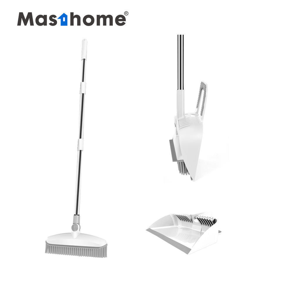 Masthome Ergonomic Design Household Wind-Proof Cleaning Soft Sweeper Long Handle Broom And Dustpan Set