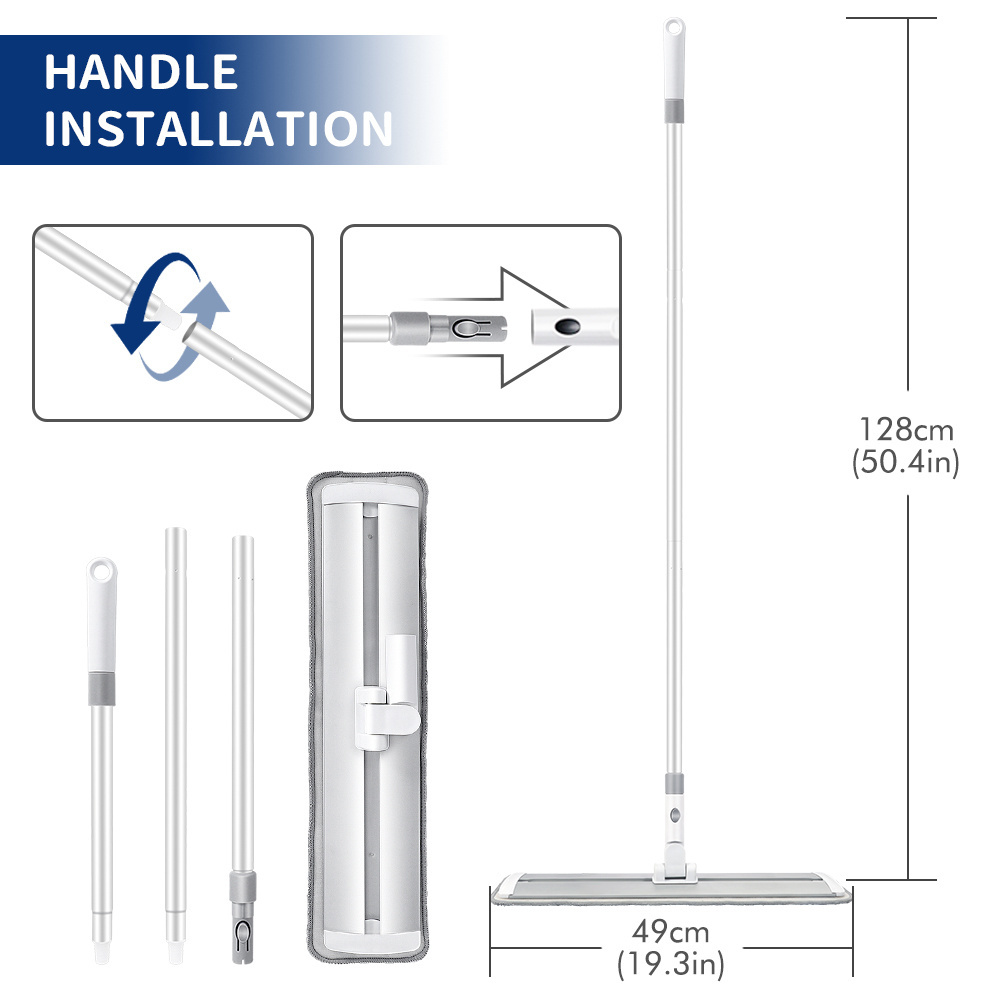 Masthome 360 Spin flat Mop Home Cleaning System Spinning Floor Mop with Three-Section Rod