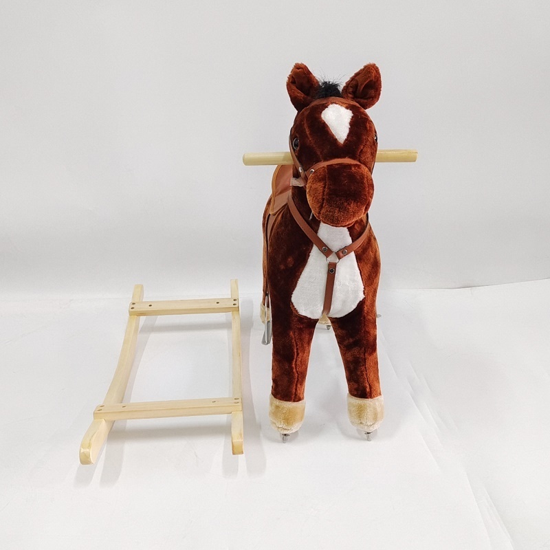 Custom Kids Ride on Trojan Electrical Plush Wooden Rocking Horse Toy Manufacturer