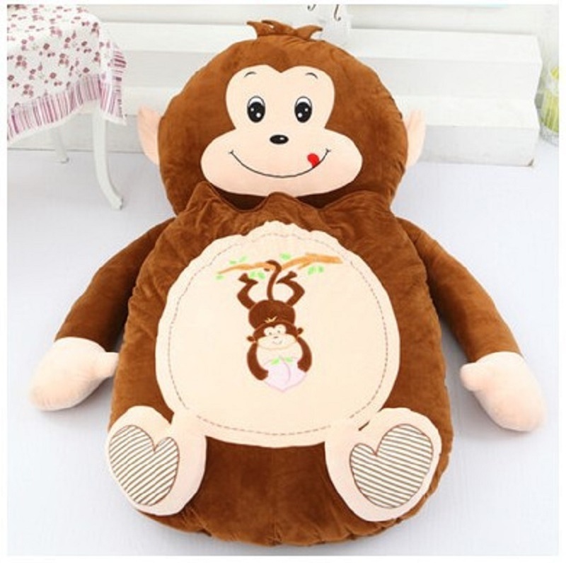 2021 New Hotsale Design Soft Monkey Bear Frog Ladybug Portable Plush Baby Toy Pillow Sofa Bed Sleep Bag