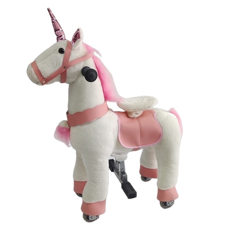 Unicorn ride on horse mechanical pony rider walking pony toy on promotion