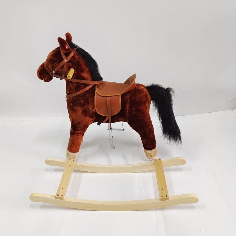 Custom Kids Ride on Trojan Electrical Plush Wooden Rocking Horse Toy Manufacturer