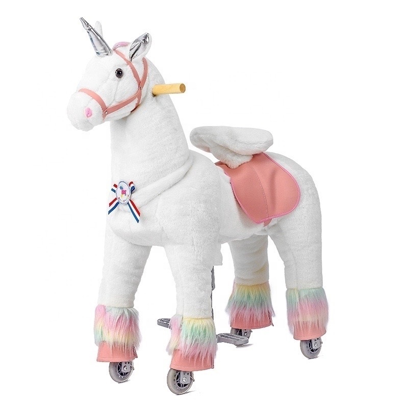 Unicorn ride on horse mechanical pony rider walking pony toy on promotion