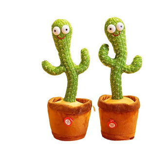 Hot sale  cute cactus toy dancing singing talking electronic shake plush toys for kids baby and adult