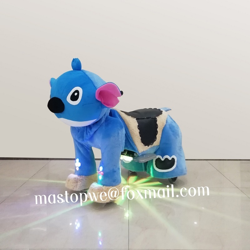 Kids Electric battery operate spotlight animal scooters motorized plush riding animals cars for 10 year olds