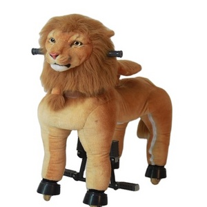 Rental Business Plush Material Lion Featured Kids and Adult Mechanical Ride On Toy Animal Ride Pony Horse Cycle