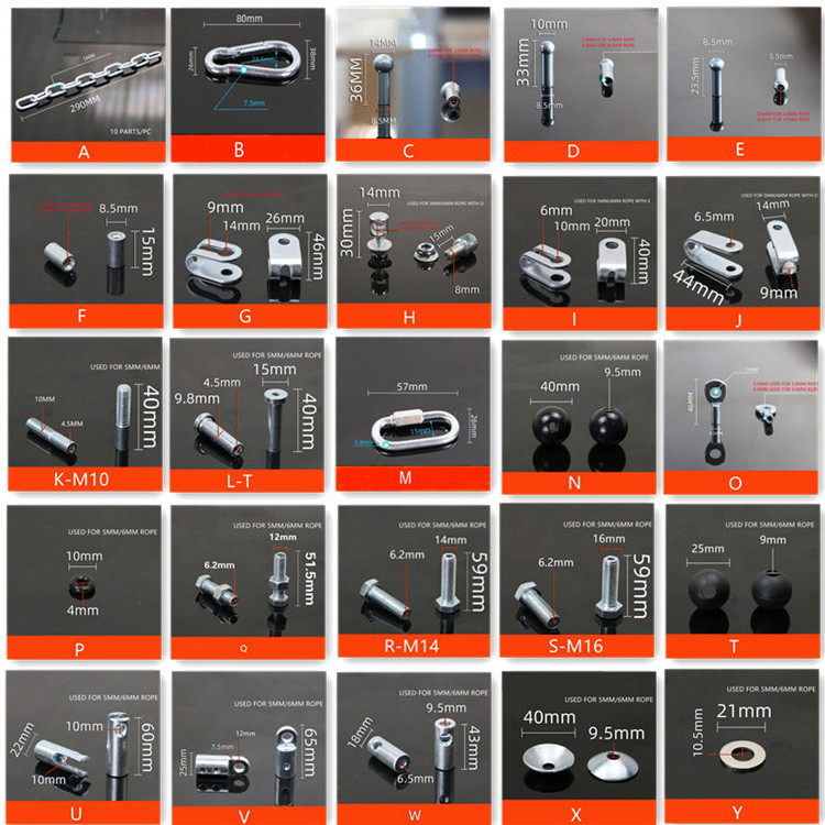 Fitness Cable connector Assembly GYM Gantry Equipment Accessories Endless Terminals For 5.0mm 6.0mm Rope