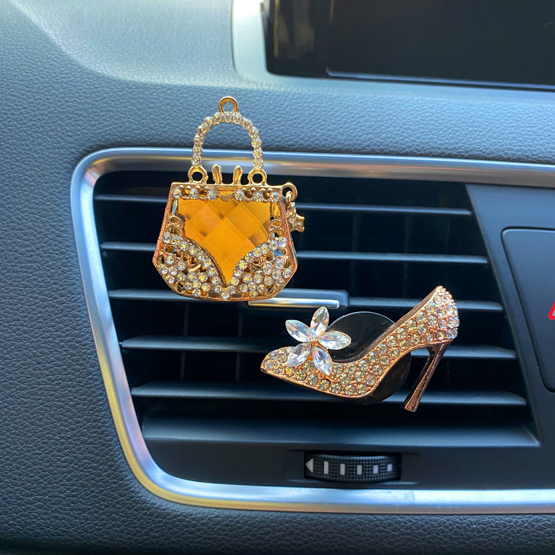 2PCS/set Car air outlet perfume incense clip high-heeled shoes bag Crown car interior air freshener decoration car accessories