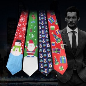 European and American design printed tie Christmas decorations Holiday printed Christmas tie party accessories