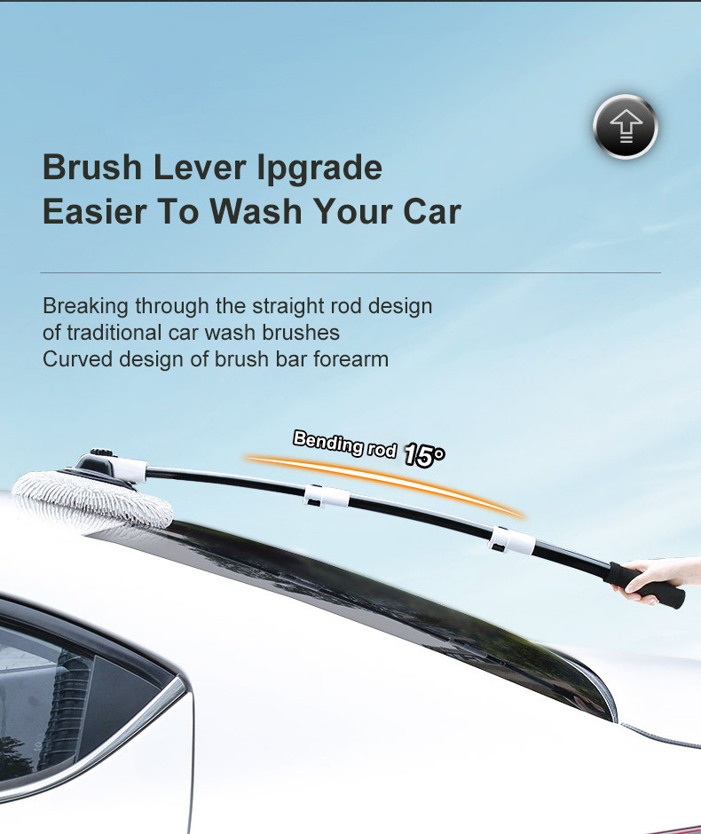 Car Cleaning Brush Car Wash Brush Telescoping Long Handle Cleaning Mop Chenille Broom Dual brush heads Auto Accessories