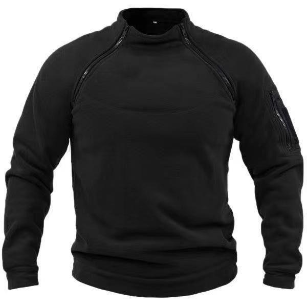 TY stand collar men's hoodie autumn and winter warm loose solid color outdoor warm breathable tactical men's hoodie