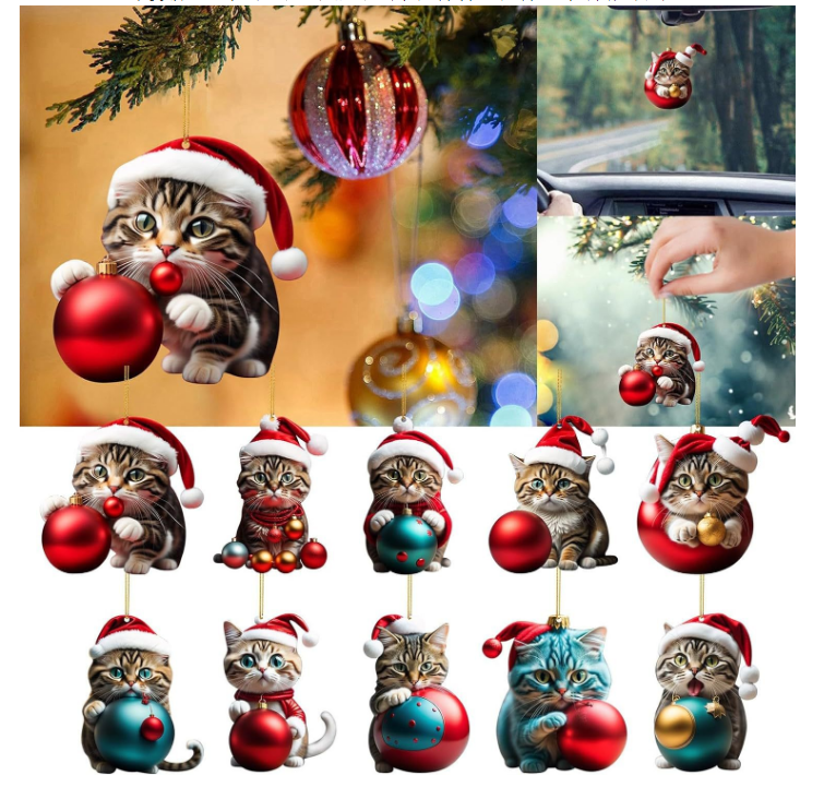 Christmas ideas Kitten car pendant Backpack pendant Christmas home decor Gift Car accessories