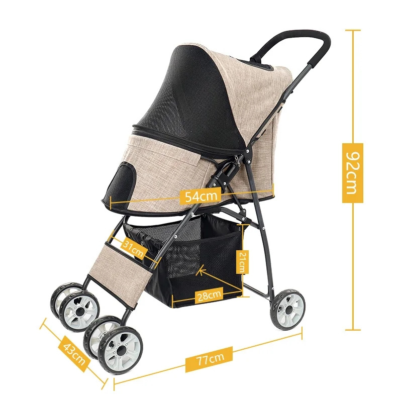 Stable Pet Dog Carrier Stroller for Kitten  Outdoor Puppy Cat Baby Cart 2 Colors Light Foldable Large Space Jogger Stroller