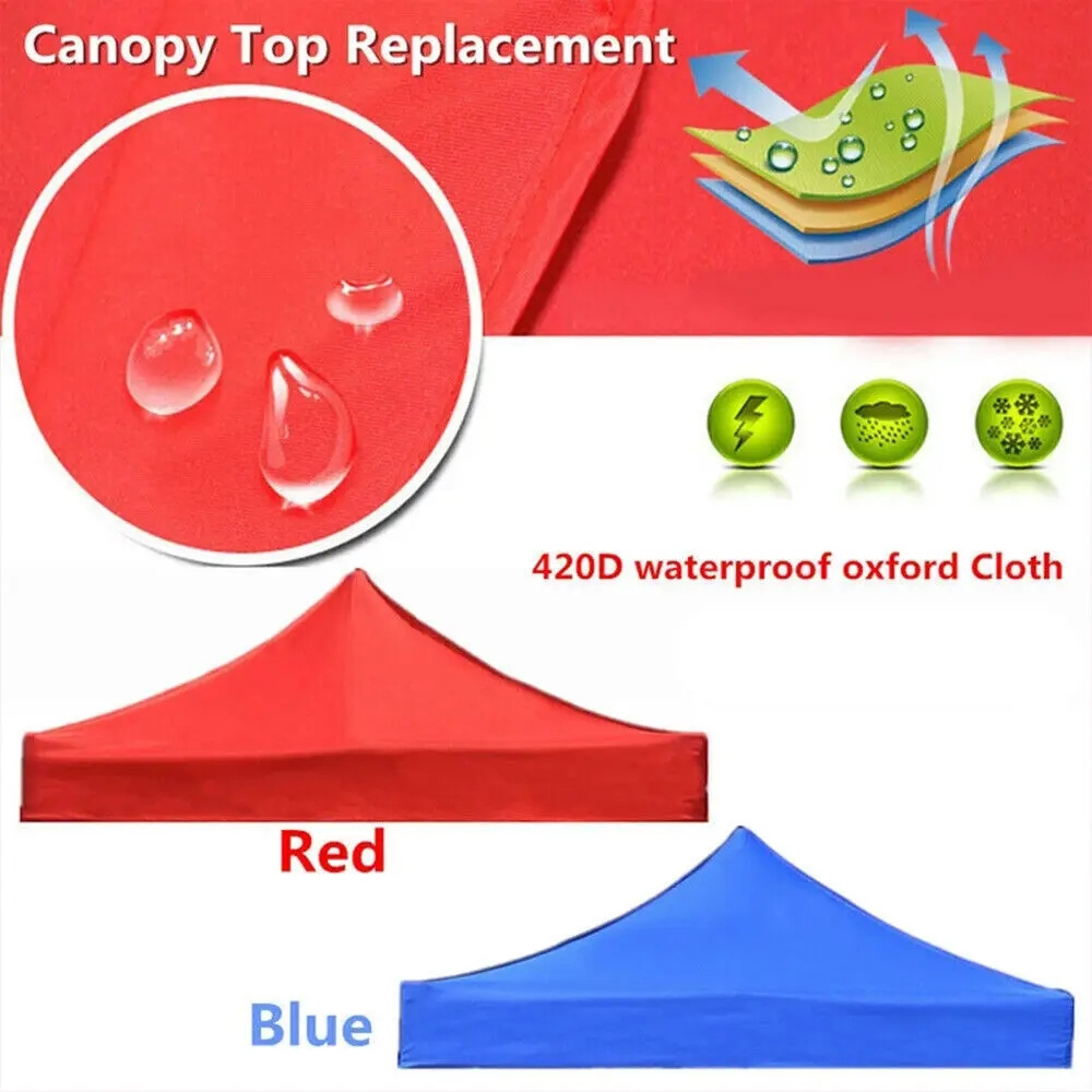 Canopy Top Cover Replacement Four-Corner Tent Cloth Foldable Rainproof Patio Pavilion Replace Gazebo Canopy Top Cover Blue 3x3m