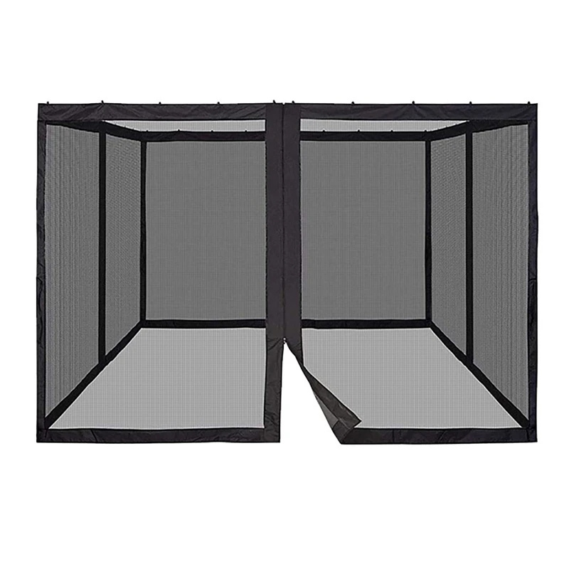 4-Door Outdoor Gazebo Insect Mosquito Netting Universal Replacement Canopy Net Screen Garden Patio Sidewall Curtain with Zippers