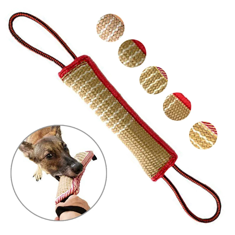 Dog Biting Pillow Drag Stick Training Chewing Durable Linen Tooth Grinder Cleaning Teeth Interactive Toy